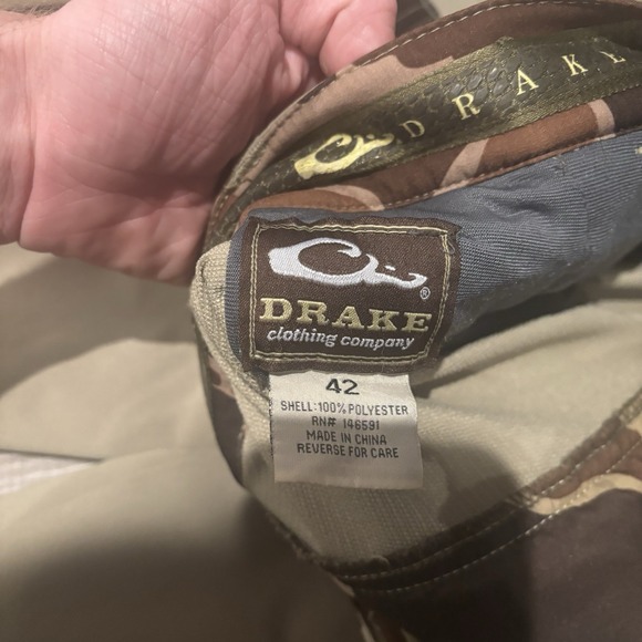 DRAKE Sz 42 Waterfowl Stretch Tech Hunting Pants Khaki Zip Pockets Bungee Hem - Picture 5 of 9